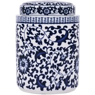 Ingwerglas im chinesischen traditionellen antiken Stil, Blau und Weiß, Porzellan, Blumenvase mit Deckel, chinesischer Ming-Stil, China-Chinoiserie-Design (Zweige)