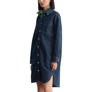 Marc O'Polo Denim Damen Cordkleid aus Bio-Baumwolle Oversize Fit, Blau (Dark Blue Multi 21), S