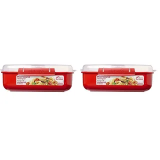 Sistema Mikrowellen-Box, Plastik, Rot, 1.25 L (Packung mit 2)