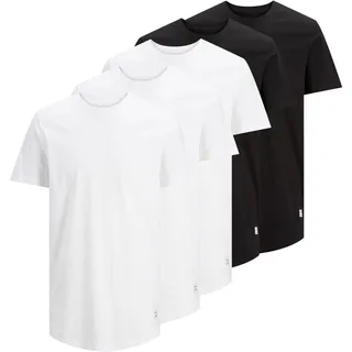 JACK & JONES Noa Crew Kurzarm-T-Shirt 5 Einheiten Black / Detail White / Black / Regular Fit M