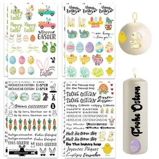 ZELAITE 8PCS Kerzentattoo Ostern, kerzentattoos Ostern, Kerzen dekorieren, wasserschiebefolie kerzen, kerzen beschriften folie, kerzentattoos stabkerzen sprüche für Glückslicht (D)