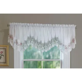 Today's Curtain, Vintage-Makramee-Organza-Halbmond, 45,7 cm, Weiß/Rose, 147,3 x 45,7 cm (B x L)