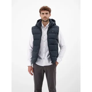 Cordweste LERROS, Herren, Gr. 3XL, grau (blau night), Cord, Obermaterial: 100% Polyester, unifarben, regular fit normal, Westen Cordweste, mit Logo Stickerei