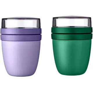 Mepal - Lunchpot Mini Ellipse Mixed - Vivid Lilac + Vivid Green – 300 ml praktischer Reisebecher, Joghurtbecher, To go Becher – Geeignet für Tiefkühler, Mikrowelle und Spülmaschine, 420 ml, 12497