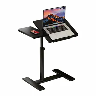 GarveeHome Laptoptisch Höhenverstellbar 50-80cm, Drehbarer Laptopständer, Mobiles Stehpult Überbett-Tisch mit Rollen, Ergonomisch Steh-Sitztisch Präsentationswagen für Bett Sofa Büro Office Schwarz