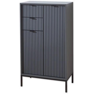 Stella Trading Badezimmer Kommode in Grau matt - Badezimmerschrank Bad Schrank mit viel Stauraum - 60 x 106 x 32 cm (B/H/T)