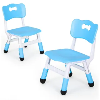 Clevich Kinder Schreibtischstuhl 2PCS, Kinderstuhl Plastik bis 100KG, Kinder Stuhl Höhenverstellbar, mit Rückenlehne, ab 2 Jahr, Schule, Kinderzimmer, Tagespflege, Kindermöbel,Blau