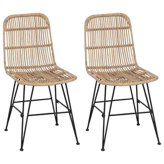 vidaXL Esststuhl 2 stk. Rattan und Stahl Natur 41 x 55 x 85 cm - Braun