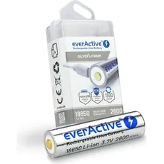 Everactive AKUMULATOR EVERACTIVE 18650 3 7V LI-ION 2600MAH MICRO USB Z ZABEZPIECZENIEM BOX EV18650-2 (1 Stk., 18650, 3600.26 mAh), Batterien + Akkus