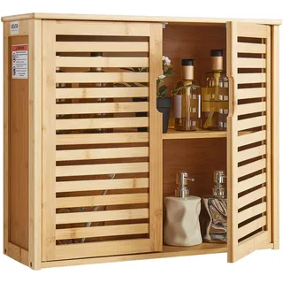 Vevor Badezimmer Wandschrank Medizinschrank mit 2 Türen & höhenverstellbaren Regalen, Aufbewahrungsschrank über der Toilette zur Wandmontage, Hängeschrank für Küche Toilette Waschküche