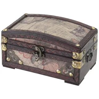 HMF Schmuckkästchen aus Holz, kleine Schatztruhe mit dekorativem Vintage-Schloss zur Schmuckaufbewahrung oder als Geschenkidee für Geburtstag und Hochzeit | Kolumbien | 17 x 10 x 9 cm