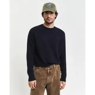 Gant für Herren. 8050226 Pullover mit Rundhalsausschnitt aus navyfarbener Wollmischung (XL), Lässig, Wolle, Marine