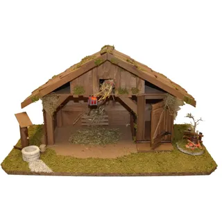 Alfred Kolbe Krippe »Krippenstall ohne Trafo« mit Laterne, Brunnen, Lagerfeuer, braun