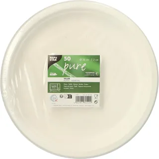 Papstar Zuckerrohr Teller ungeteilt Ø 26 cm 50 St. Weiß