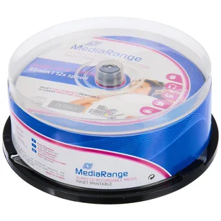 MediaRange Audio CD-R 700MB|80min 12-fache Schreibgeschwindigkeit, vollflächig bedruckbar (Tintenstrahldrucker), 25er Cakebox