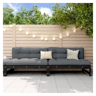 vidaXL Garten-Mittelsofas 2 Stk. Schwarz 120x80 cm Massivholz Kiefer