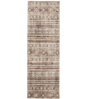 benuta Vintage-Läufer George waschbar 80x240 cm , Braun , Kunststoff , Vintage , Rechteckig , 80x240 cm , Oeko-Tex® Standard 100 , in verschiedenen Größen erhältlich, rutschfeste Unterfläche, waschbar , Teppiche und Böden, Teppiche, Teppichläufer, Läufer