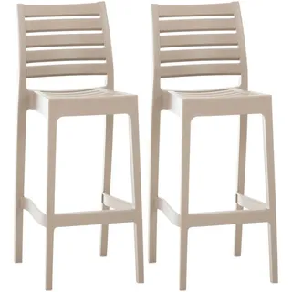 CLP Barhocker 2er Set Kunststoff schlamm , Schlammfarben , 45x105x51 cm , Esszimmer, Barmöbel, Barhocker