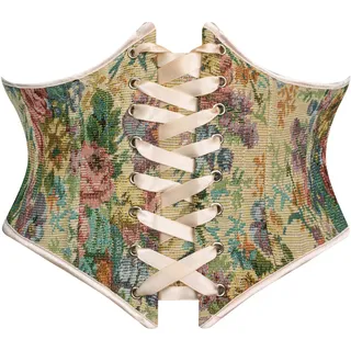 Scarlet Darkness Damen-Korsettgürtel mit Blumenmuster im Renaissance-Stil | Schnürung, seitlicher Reißverschluss, Kunststoffstäbchen, verstellbare Träger, für Ren-Messen
