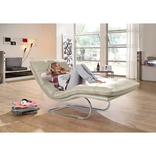 W.Schillig Relaxliege daily dreams Leder 95 x 91 x 170 cm Grau mit Kissen