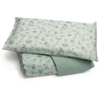 Foppapedretti Nacht & Natur Bettbezug für Einzelbett, 1P komplett mit Kissenbezug, Blätter Salbei, 100% Baumwolle, hergestellt in Italien