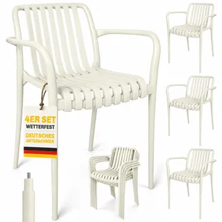 Outsunny Gartenstühle 55 x 58,5 x 81,5 cm Cremeweiß 4 St.
