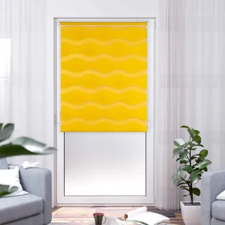 K-HOME Doppelrollo Welle 50 x 200 cm gelb