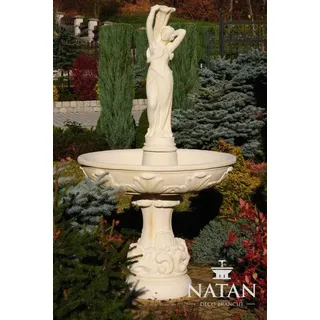 Zierbrunnen Springbrunnen 180cm Skulptur Brunnen Deko Garten Fontaine Teich Neu - Weiß