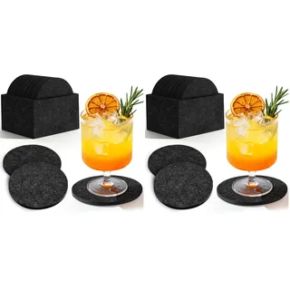 16er Set Filz Untersetzer, Filzuntersetzer für Getränke, Design Glasuntersetzer in dunkelgrau für Getränke, Kerzen, Tassen, Bar, Glas Tisch Deko (Packung mit 2)