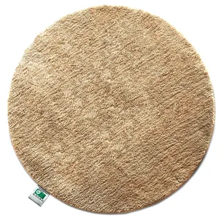 Floordirekt Badematte Sky - Badezimmerteppich - Weicher, dichter Hochflor - Rutschhemmend & Schnell trocknend - Geeignet für Fußbodenheizung - Eckig & Rund (Rund - Ø 95 cm, Beige)