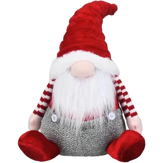 Valery Madelyn deko Weihnachten, 23 cm Gnom Rot Weiß Zierschmuck, Weihnachtsdeko für Tisch, sitzende silbergraue Weihnachtszierschmuck,Weihnachten Geschenk und deko, Thema Rot Grau, EG0309-0076