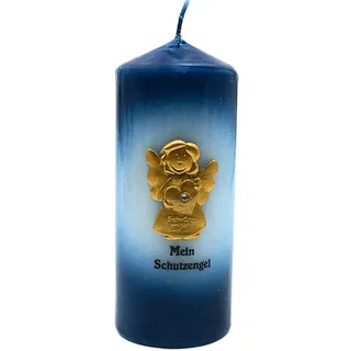 Dekohelden24 Schutzengelkerze 15 x 6 cm blau