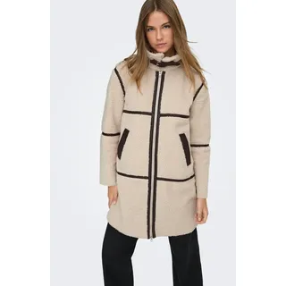 Jdy Kurzmantel "JDYFROSTY LIFE TEDDY LONG JKT OTW NOOS", Damen, Gr. L, beige (birch), Plüsch, Obermaterial: 100% Polyester, unifarben, ca. Mitte Oberschenkel, Mäntel Kurzmantel