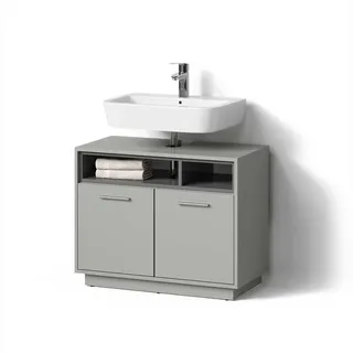 livinity Livinity® Waschbeckenunterschrank Temo, 80 x 64 cm, Grau - Grau