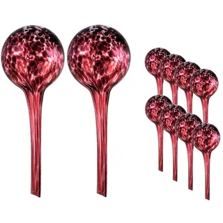 Wasserspender 10 Stück Set aus Glas für Topfpflanzen, Kugel, rund Ø 8 cm Farbe Violett 200 ml modern, häusliche Bedingungen, für töpfe, für blumen, wasserregulierung-sorgt für optimale Dosierung