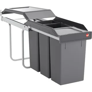 Hailo Abfallsammler 3650132 TE Swing A Terzett 3x 10 Liter mit Deckel - Dunkelgrau