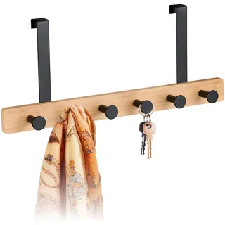 Relaxdays Garderobenhaken Türgarderobe 6 Haken Schwarz