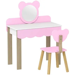 Aiyaplay Kinder Schminktisch Set Frisiertisch mit Hocker Spiegel Schubladen Kosmetiktisch , Rosa , Holzwerkstoff , Nachbildung , 1 Schubladen , rund , 35x86x68 cm , Babymöbel & Kindermöbel, Babyzimmer, Kindersessel & Kindertische