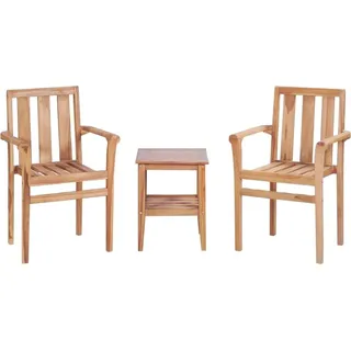 vidaXL 3-tlg. Bistro-Set Teak Massivholz - Braun