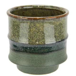 I.GE.A. Dekovase »Topf aus Keramik« Blumentopf geriffelt Zylinderform Übertopf Keramikvase Deko Dekovase, grün