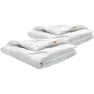 Bettdecke 155 x 220 cm, 2er Set, leichte Sommerdecke, 100% Mikrofaser, Allergiker geeignet, sleepling Basic 100 - Weiß