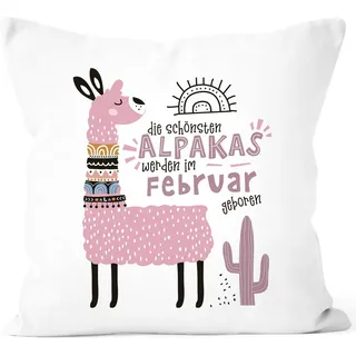 SpecialMe®Die Schönsten Alpakas Werden im Januar-Dezember geboren anpassbares Motiv Geburtsmonat individuelle Geburtags-Geschenke Dekokissen Weiss Unisize