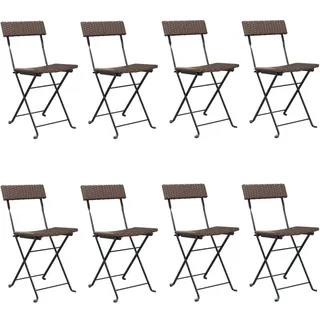 SYFAXTM Bistrostühle 8 Stk. Klappbar Braun Poly Rattan und Stahl - Braun
