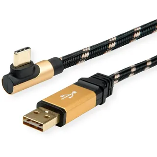 Roline GOLD USB 2.0 Kabel, USB A reversibel, ST - USB C ST 90° gewinkelt, 3 m