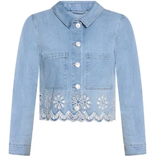 Jeansblazer CARTOON "Jeansjacke mit Stickerei", Damen, Gr. 42, blau, Obermaterial: 99% Baumwolle CO. 1% Elasthan EL., Blazer Jeansblazer
