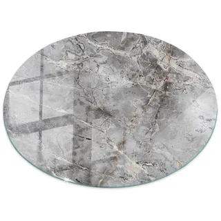 Tulup Tischplatte Ø90 cm Naturmarmor Optik Rund , Glas , 90x90x0.4 cm , Esszimmer, Esstische, Tischsysteme