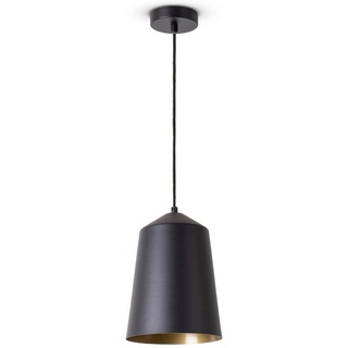 Paco Home - Pendelleuchte Wohnzimmer Hängelampe Esstisch Küche Lampenschirm Industrial Design E27, Schwarz, Gold (Ø19.5 cm)