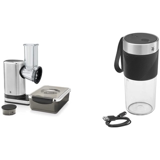 WMF Küchenminis Salat-to-go (150 W, elektrischer Gemüseschneider, 5 Einsätze) & Küchenminis Mix on the Go 300 ml, Mini Mixer to Go, USB Mixer Smoothie Maker, aufladbarer Personal Blender