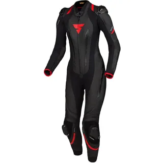 SHIMA MIURA RS Motorradkombi Damen - Leder 1teilig, Sport, Rennanzug, Belüftet mit Schulter- & Knieschiebern, Rücken-, Schulter-, Ellbogenpanzer, verstärkte Doppelnähte (Schwarz/Rot, 42)