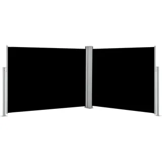 vidaXL Seitenmarkise 140 x 1000 cm Schwarz Polyester